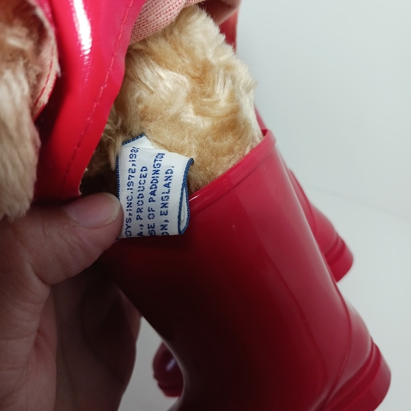 Vintage 1981 Paddington Bear  Stuffed Plush Red Rain Coat Hat By Eden Toys - Picture 8 of 12